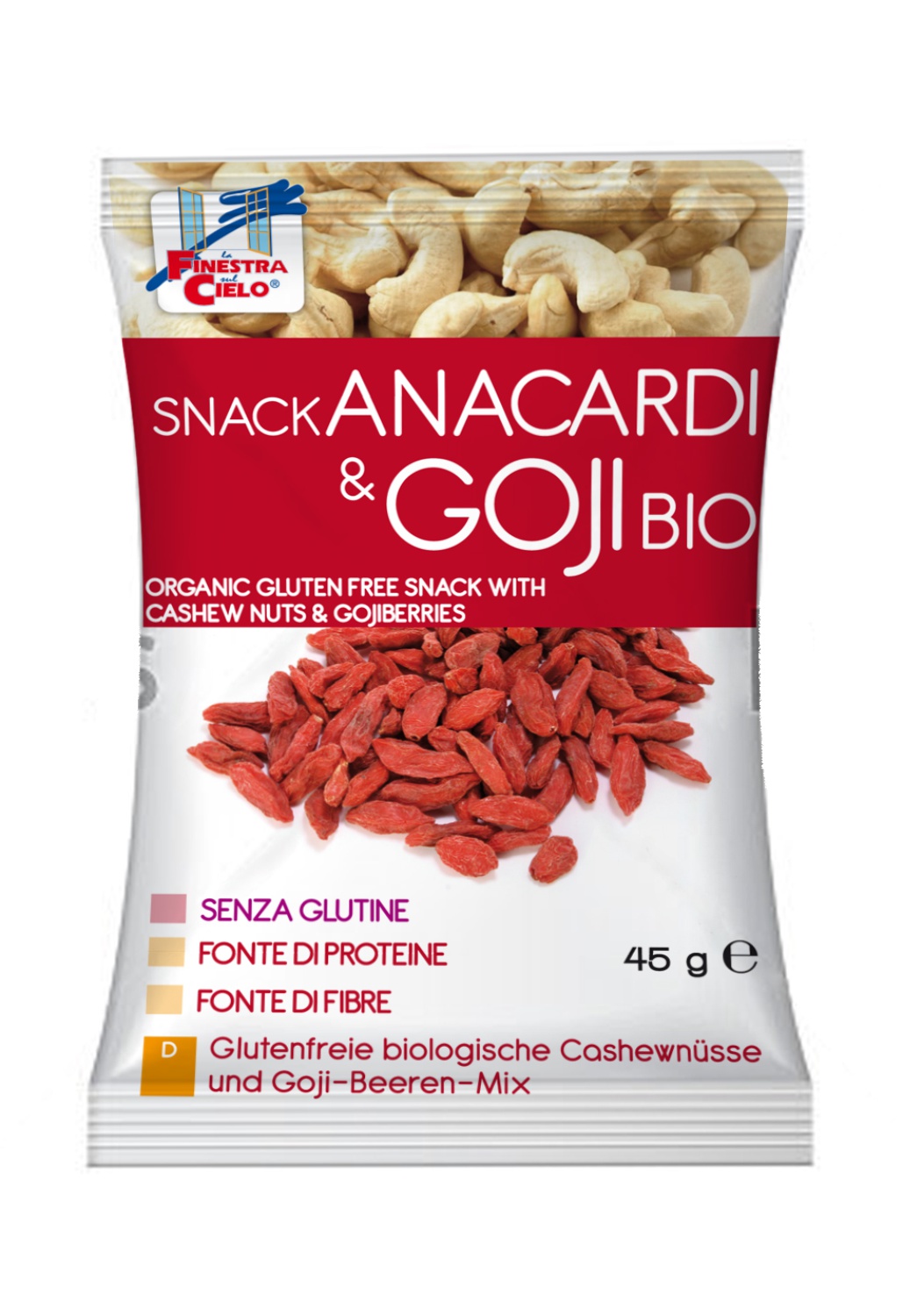 Snack bio amestec nuci caju si goji 45g (fara gluten, vegan)