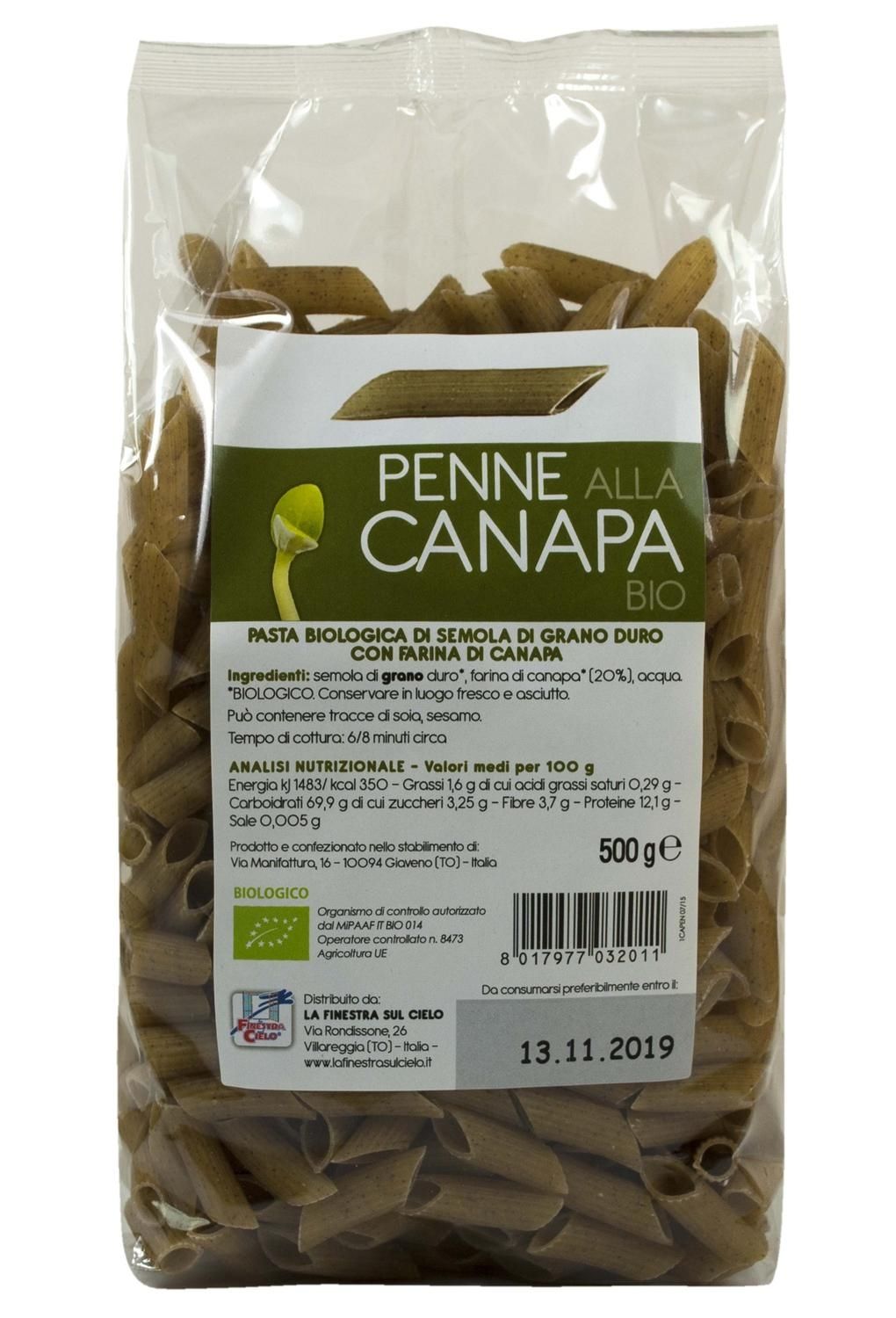 Paste bio Penne cu canepa 500g (produs vegan)