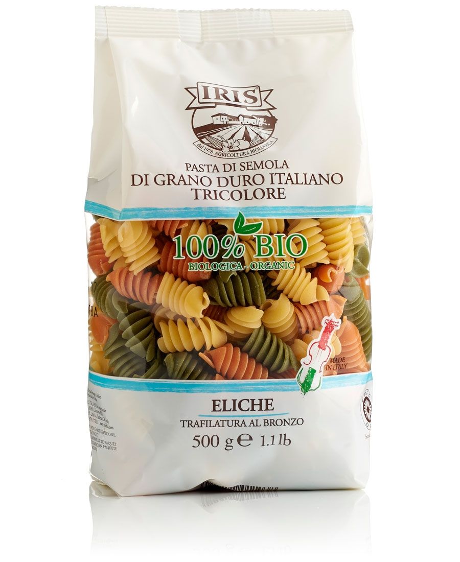 Paste bio Eliche tricolore din grau dur 500g.