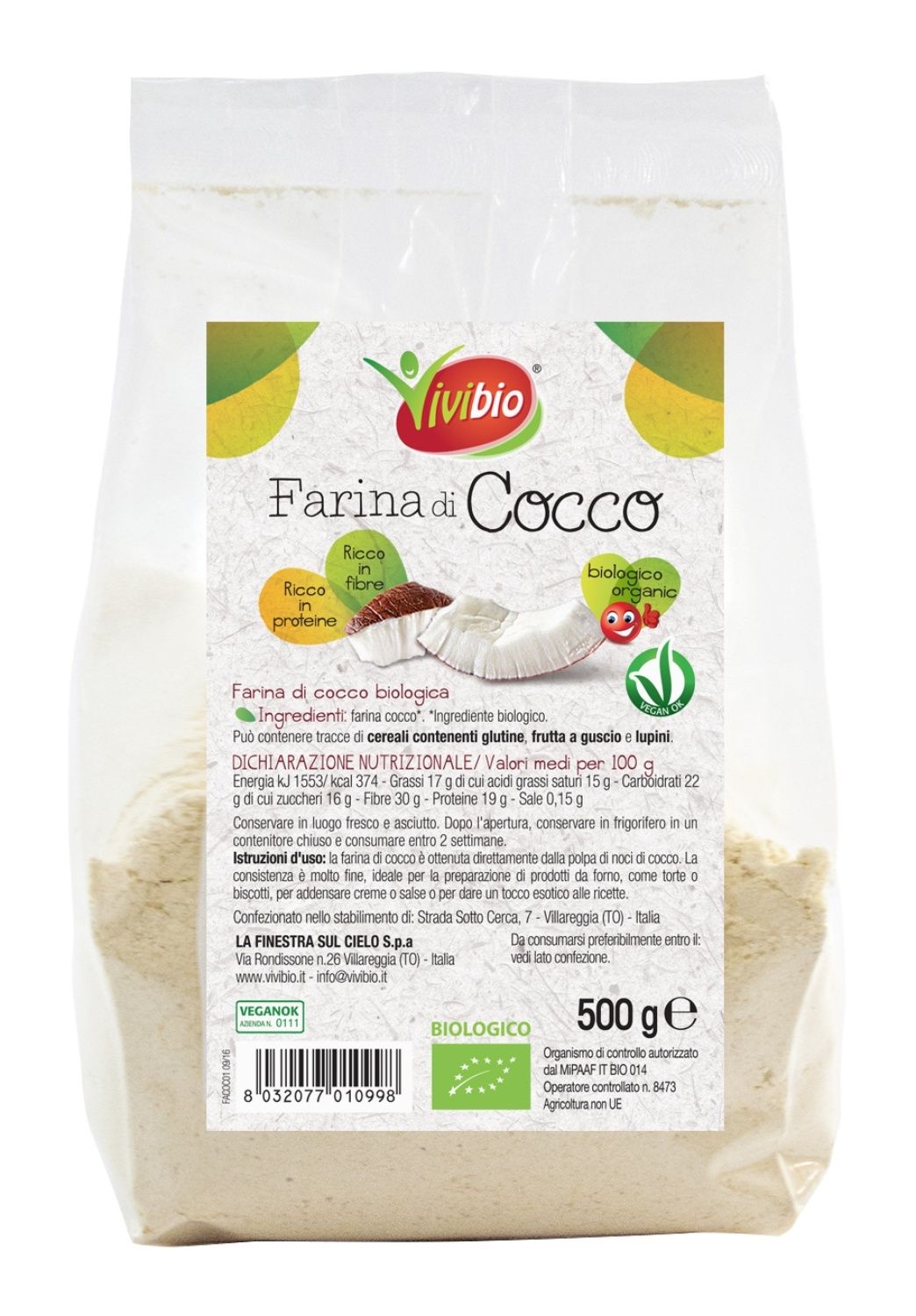 Faina bio de cocos Vivibio 500g