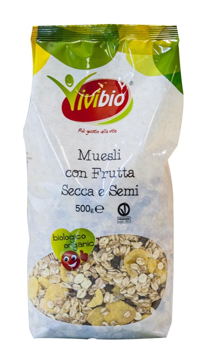 Musli bio cu fructe uscate si seminte Vivibio 500g (produs vegan)