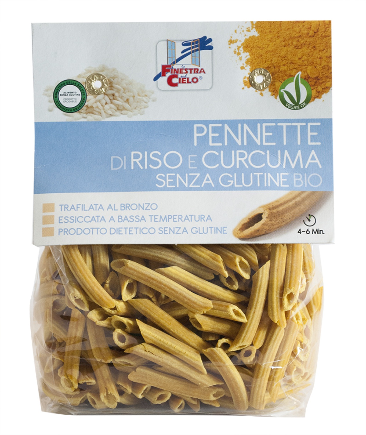 Paste Pennette din orez cu turmeric 250g (fara gluten)